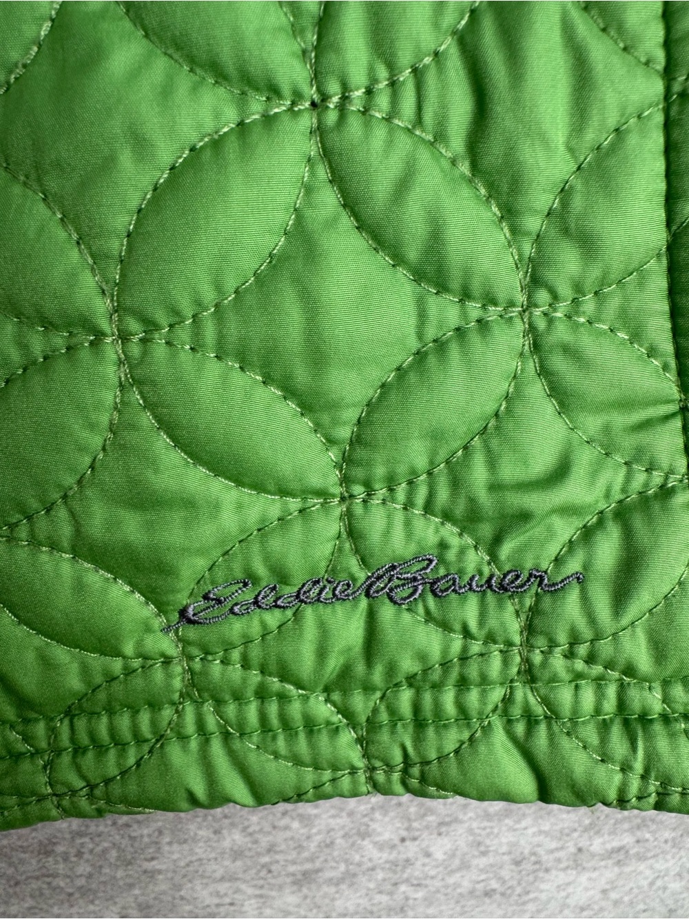 Eddie Bauer Quilted Green Vest - Stand Collar Zip - Picture 3 of 13